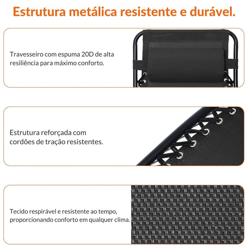 (QUEIMA DE ESTOQUE) Cadeira Reclinável e Dobrável - Suporta até 200kg + BRINDE EXCLUSIVO HOJE