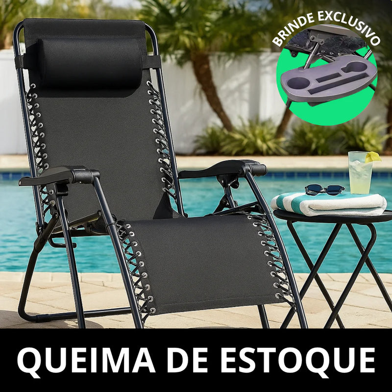 (QUEIMA DE ESTOQUE) Cadeira Reclinável e Dobrável - Suporta até 200kg + BRINDE EXCLUSIVO HOJE